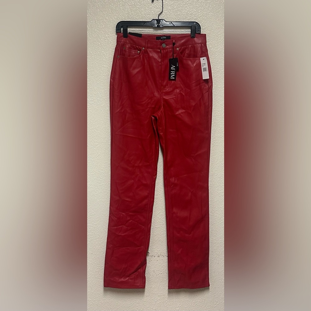 NWT AFRM Heston Faux Leather pants in Red - Size 29